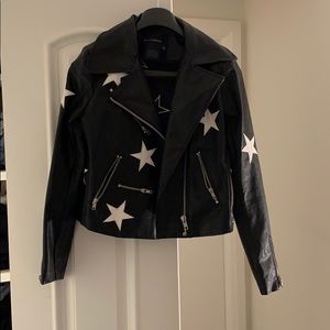Vegan leather jacket with stars